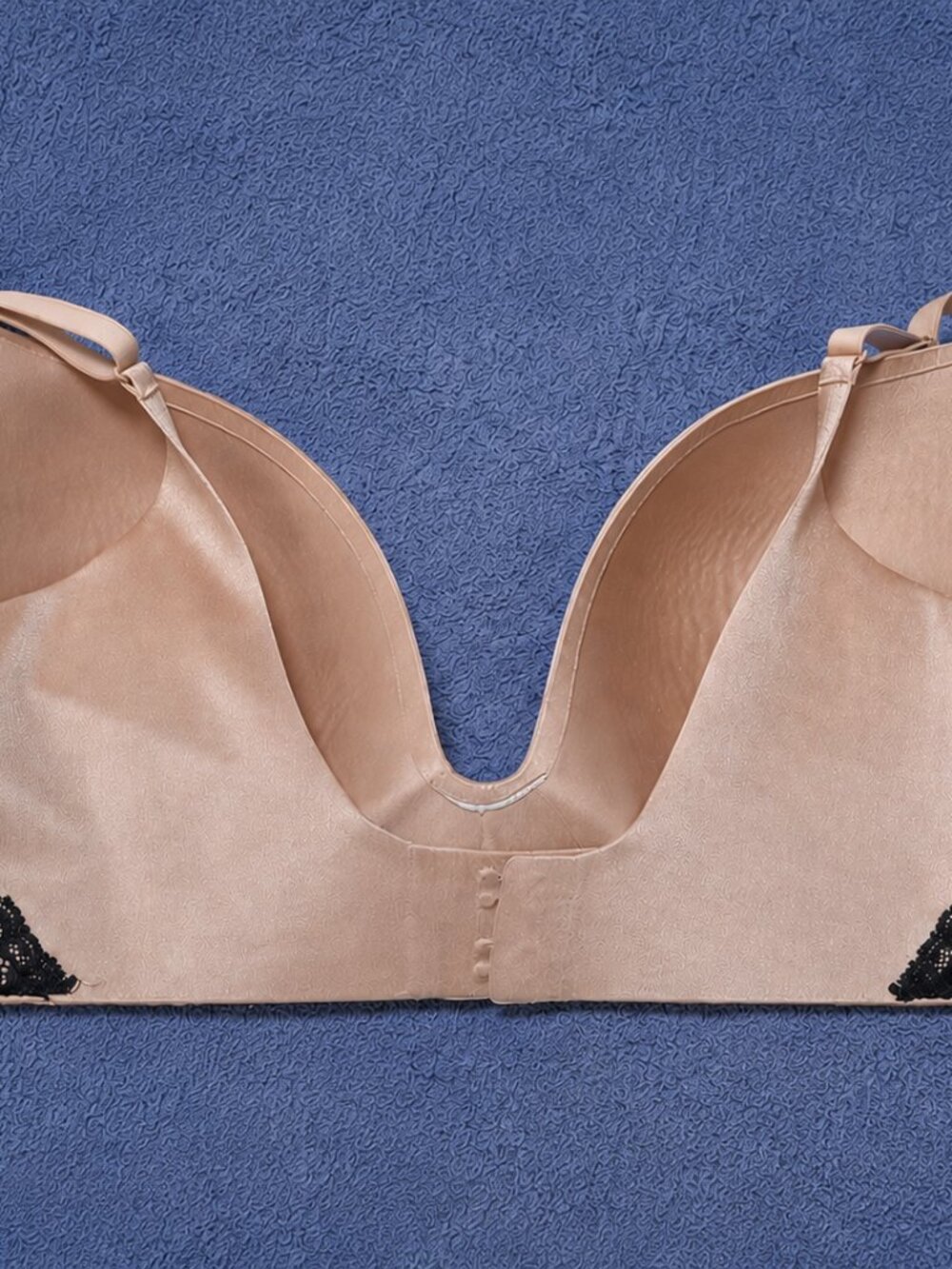 Victoria's Secret Satin Nude Push-Up Bra with Black Lace Trim 36D Good condition - Picture 4 of 5